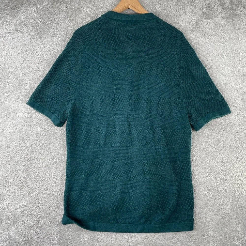 Abercrombie & Fitch Knit Cardigan Mens Large Green Short Sleeve Button Up Polo